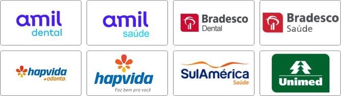 Amil dental, Amil saúde, Bradesco dental, Bradesco saúde, Hapvida Dental, Hapvida saúde, Sul América saúde, Unimed saúde Amil dental, Amil saúde, Bradesco dental, Bradesco saúde, Hapvida Dental, Hapvida saúde, Sul América saúde, Unimed saúde